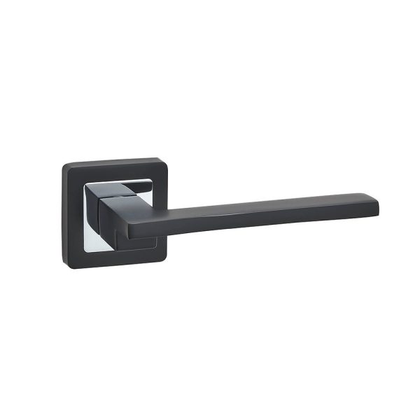 European Aluminium Black Square Rosette Door Handle