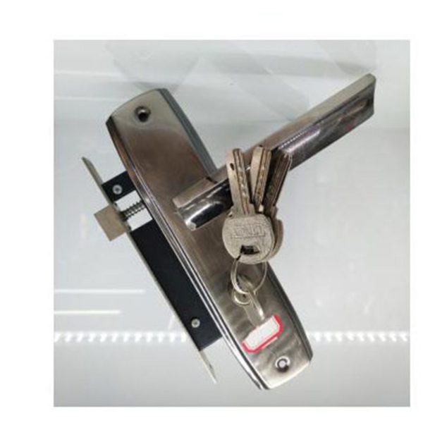 Retro Aluminium Door Handle Lock Set - Steel Base Nostalgia
