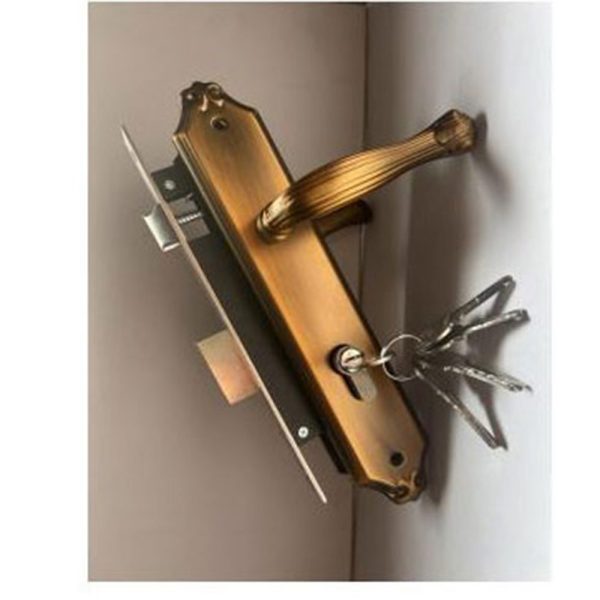 Rural Aluminium Door Handle And Lock Set - Steel Mounted Rustic