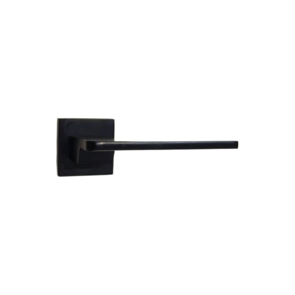 European Aluminium Black Square Rosette Door Handle - Image 2