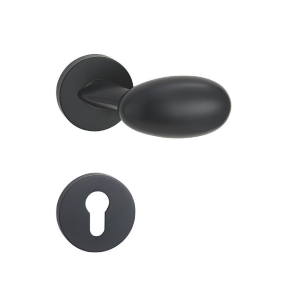 Graphite Black Zinc Alloy Door Handle - Modern Zamak Rosette