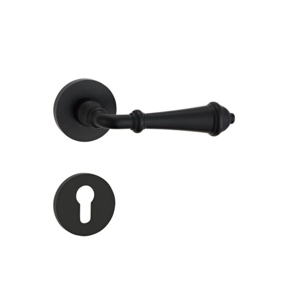 Ebony Black Zinc Alloy Door Handle - Dramatic Zamak Rosette