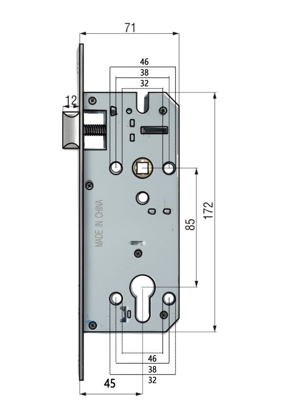 KH 8545 Cylinder Hole Mechanical Lock body,
SATIN STAINLESS STEEL Plate , Satin Nickel Latch and Deadbolt
Zinc Alloy Latch + Iron Deadbolt - Image 2