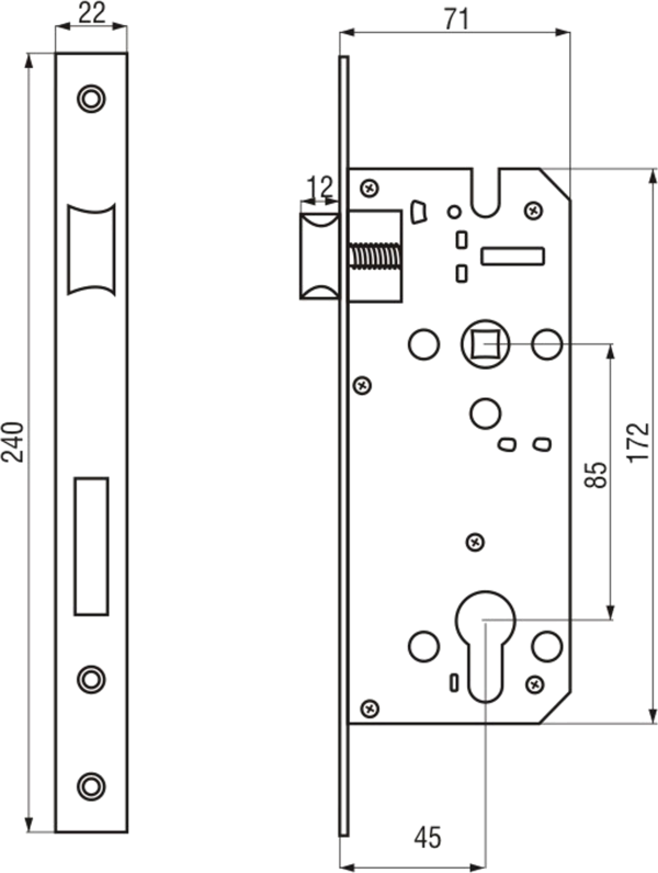 KH 8545 Cylinder Hole Mechanical Lock body,
SATIN STAINLESS STEEL Plate , Satin Nickel Latch and Deadbolt
Zinc Alloy Latch + Iron Deadbolt - Image 4