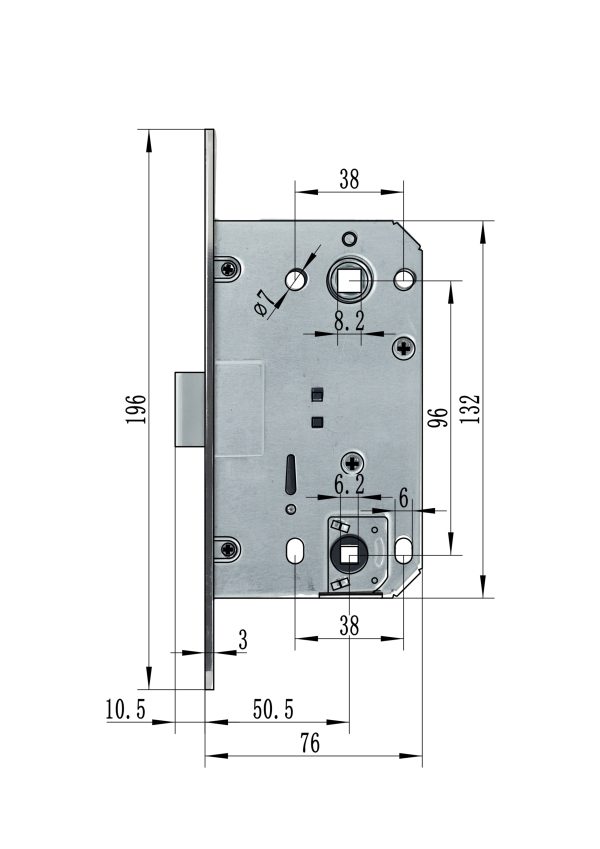 XB 9650 (410 AGB Type) MIDDLE LATCH Bathroom Magnet Lock body,
Satin Nickel - Image 2