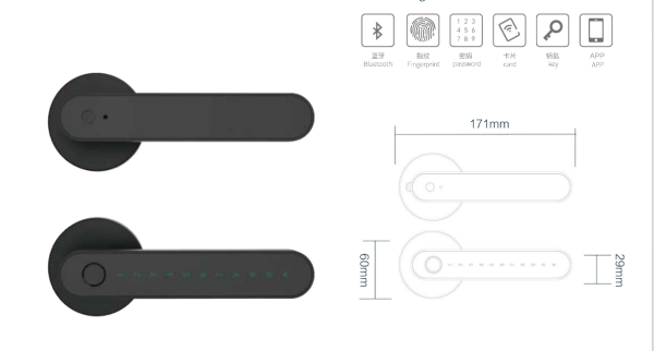 FF03 LAD Smart Door Lock 
Black
Aluminum Alloy 
Unlocking Methods: TUYA APP + Fingerprint + Password + 2 Keys - Image 2
