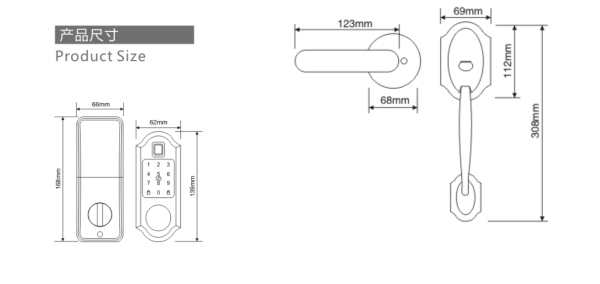 ZX2031-8004 Smart Door Lock (Deadbolt Lock + Large Handle)
Black
Zinc Alloy 
Unlocking Methods: APP + Fingerprint + Password + 2 Cards + 2 Keys
Suitable for door thickness of 35-45mm - Image 2