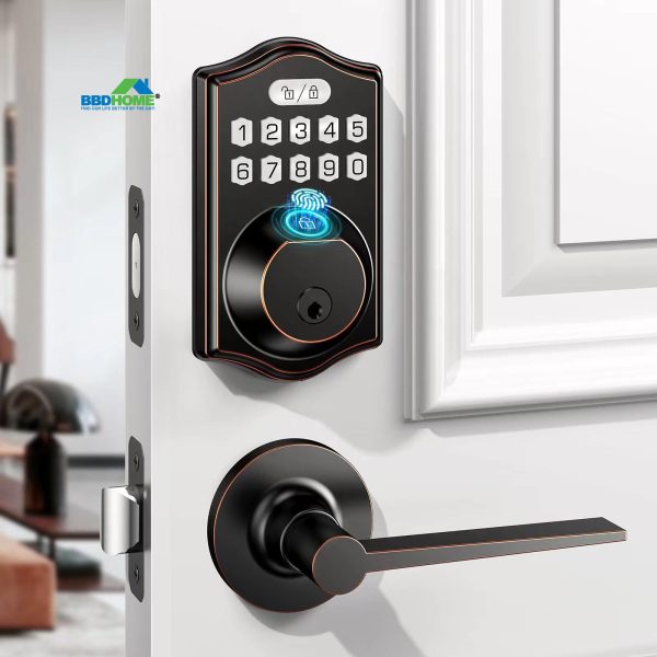 K6 Keypad Fingerprint Password Deadbolt Lock + zinc alloy large handle
Old Red Black
Zinc Alloy 
Unlocking Methods: Fingerprint + Password +  Keys