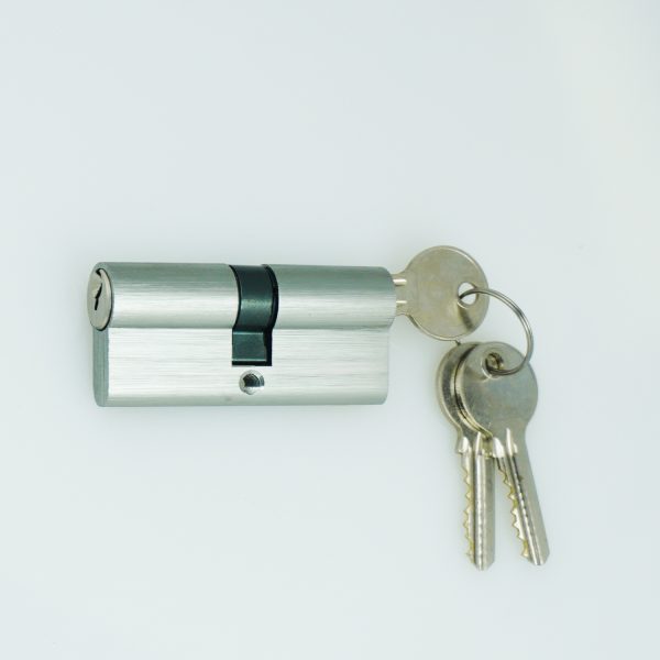 70MM(35+35)Key-Key Normal Cylinder,
Aluminum shell with Brass core,
3 brass keys,
Satin Nickel,
Screw size M5*55MM,