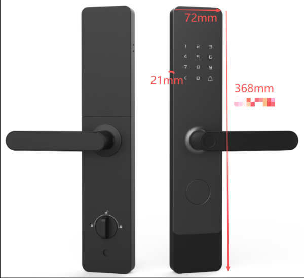 X12 Semi-automatic intelligent lock，
BLACK, 
Material: Iron
Unlocking function: Fingerprint, password, card, key.
Suitable for door thickness of 40-120mm - Image 2